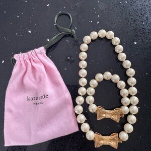 Kate Spade Pearl Jewelry Set with Gold Bows
